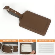 Luggage Tags, 2 Pack Premium PU Leather Luggage Tags Privacy Protection Travel Bag Labels Suitcase Tags,Brown