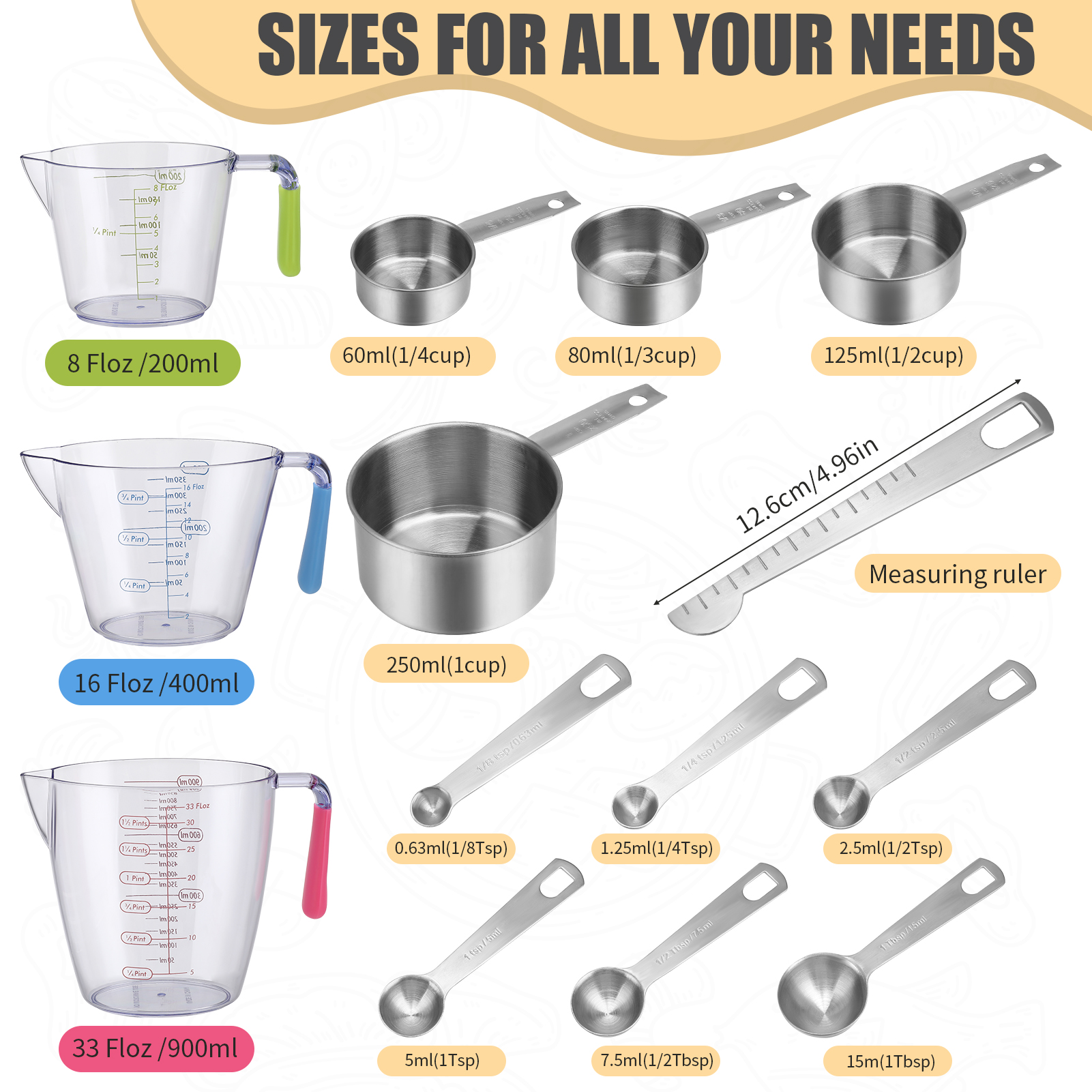 Luiisis 14-Piece Measuring Cups and Spoons Set photo 2