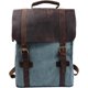 thumbnail image 1 of Updated Double Zipper Version Unisex Vintage Canvas Genuine Leather Travel School Bag 15.6 Laptop Backpack Rucksack Daypack Casual Daypacks (Coral Gre, 1 of 4