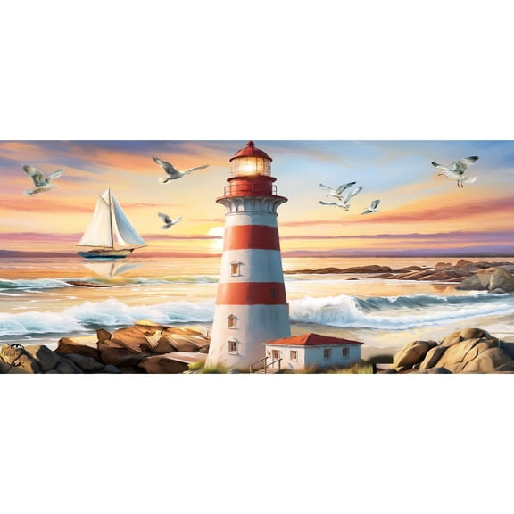 Briarwood Lane Lighthouse At Sunset Mini Mat