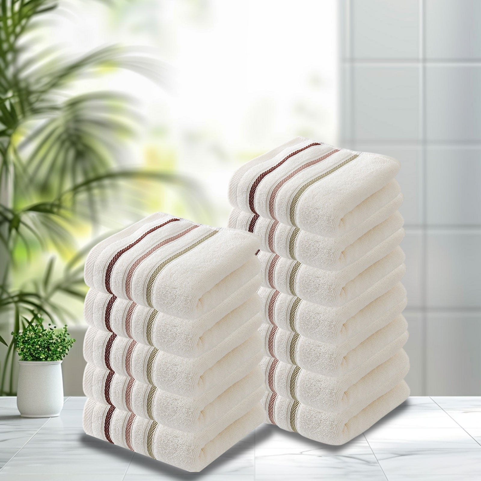 Hiroekza 12-Pack 100% Cotton Hand Towels Set for Bathroom Bath Sheets - Soft, Skin-frindly, Absorbent Towels for Bathroom, Gym, Spa, Hair Care, Facial Towels for Estheticians, Massage Towels Yellow