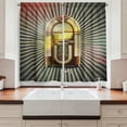 thumbnail image 2 of Ambesonne Vintage Kitchen Curtains, Antique Radio Music Box, 55"x45", Petrol Blue Beige, 2 of 3