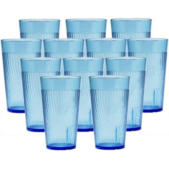 TrueCraftware- Set of 12 Belize 10 oz. Tumbler/Drinking Cups Blue Polycarbonate-Premium Iced Tea Glasses Stackable Reusable Dishwasher Safe Break-Resistant for Home and Restaurants