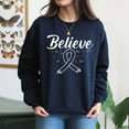thumbnail image 4 of EcoLoom Believe In The Strong Melanoma Awareness Warrior Midweight Crewneck Sweatshirt Navy-M, 4 of 4
