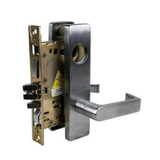 Left Handed Grade 1 Commercial Heavy Duty Mortise Lock in Satin Chrome Passage Function with