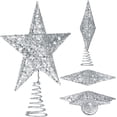 thumbnail image 4 of Christmas Tree Topper,8" Christmas Tree Star Toppers for Christmas Decoration,Silver 3D Hollow Glitter Star for Xmas Decorations, 4 of 6