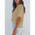 thumbnail image 4 of DOKOTOO Women Sweater Tops Short Sleeve Hollow Out Pullover Tops Solid Color V Neck Knitted Shirts, 4 of 4