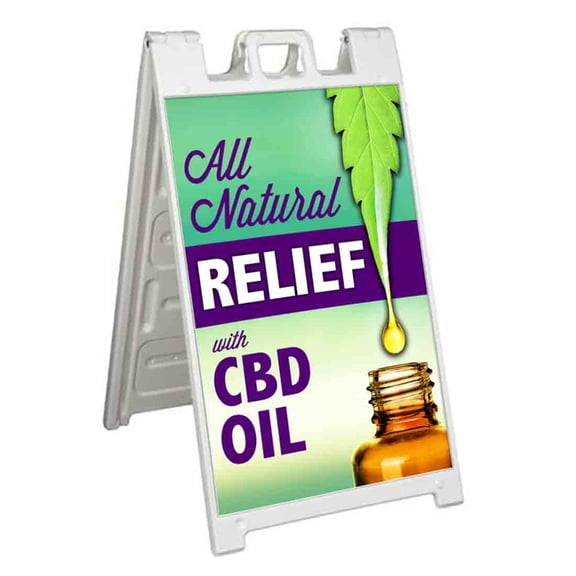 All Natural Relief With CBD (24" X 36") Standard A-Frame Signicade, Includes Decal Applied To Stand