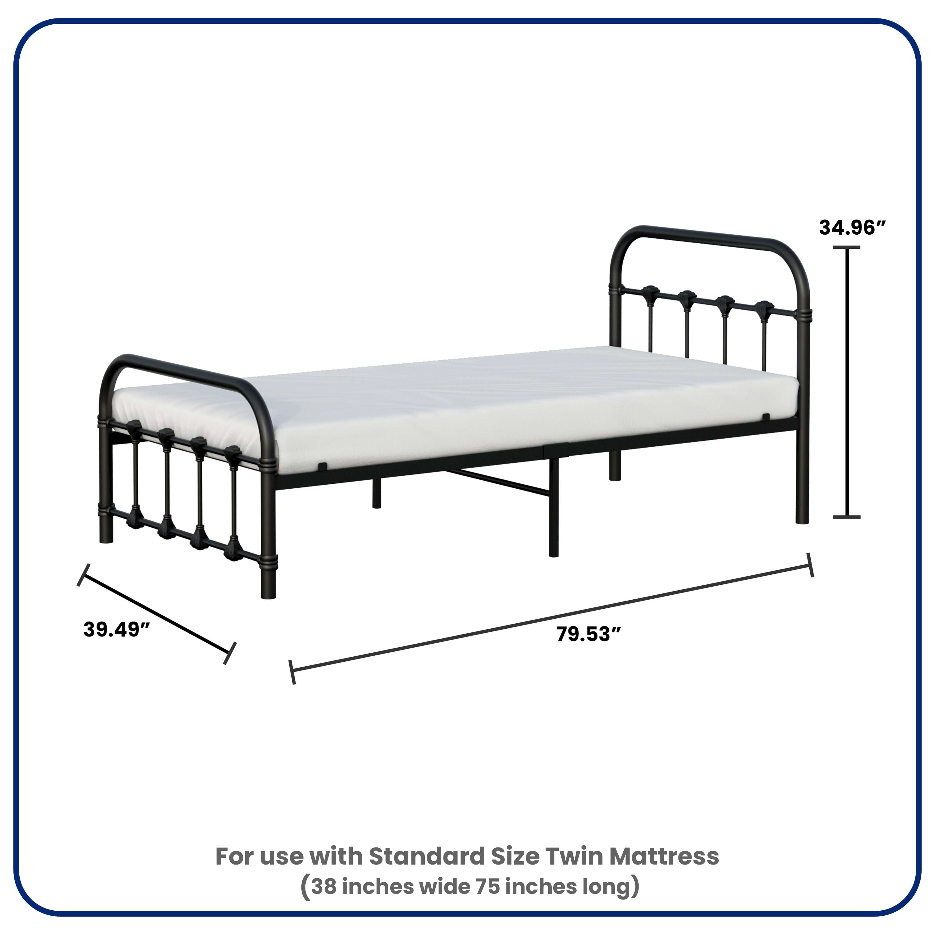 BK Furniture Melissa Metal Twin Bed, Black(Base UPC:0081313901102)
