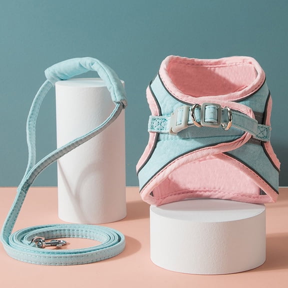 LULULION Comfortable Pink Kitten Harness and Leash, Suede Fabric for Pet Walking