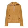 thumbnail image 4 of Womens Sherpa Fleece Fuzzy Sweatshirt Quarter Zip Long Sleeve Fluffy Soft Sweaters Winter Pullover with Pockets, 4 of 6