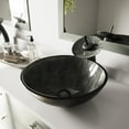 thumbnail image 2 of VIGO Gray Onyx Glass Vessel Sink and Waterfall Faucet Set in Matte Black Finish, 2 of 5