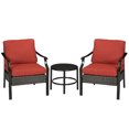 thumbnail image 1 of Outsunny 3 PCs Bistro Set w/ Iron Plate Top Table, Balcony Furniture, Red, 1 of 10