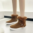 thumbnail image 2 of Xiaoxatg Women's Boots Warm Thickened Non- Fashion Suede Buckle Side Zipper Winter Footwear for Autumn 6.5 Brown, 2 of 9