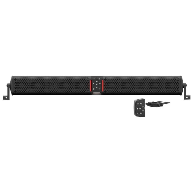 sonidos húmedos Stealth XT 12-B - Barra de sonido todo en uno IP67 resistente a la intemperie, 300 vatios, amplificada, Bluetooth, 12 parlantes y control remoto - Negro