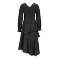 thumbnail image 4 of Vintage Western Long Sleeve Dresses for Women Fashion Lace-Up Front Renaissance Dress Deep V Neck Halloween Outfit, 4 of 7