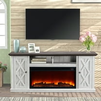 FESTIVO  70 in. Saw cut off white With Dark drift wood color Desktop Fireplace for Tvs up 75in.
