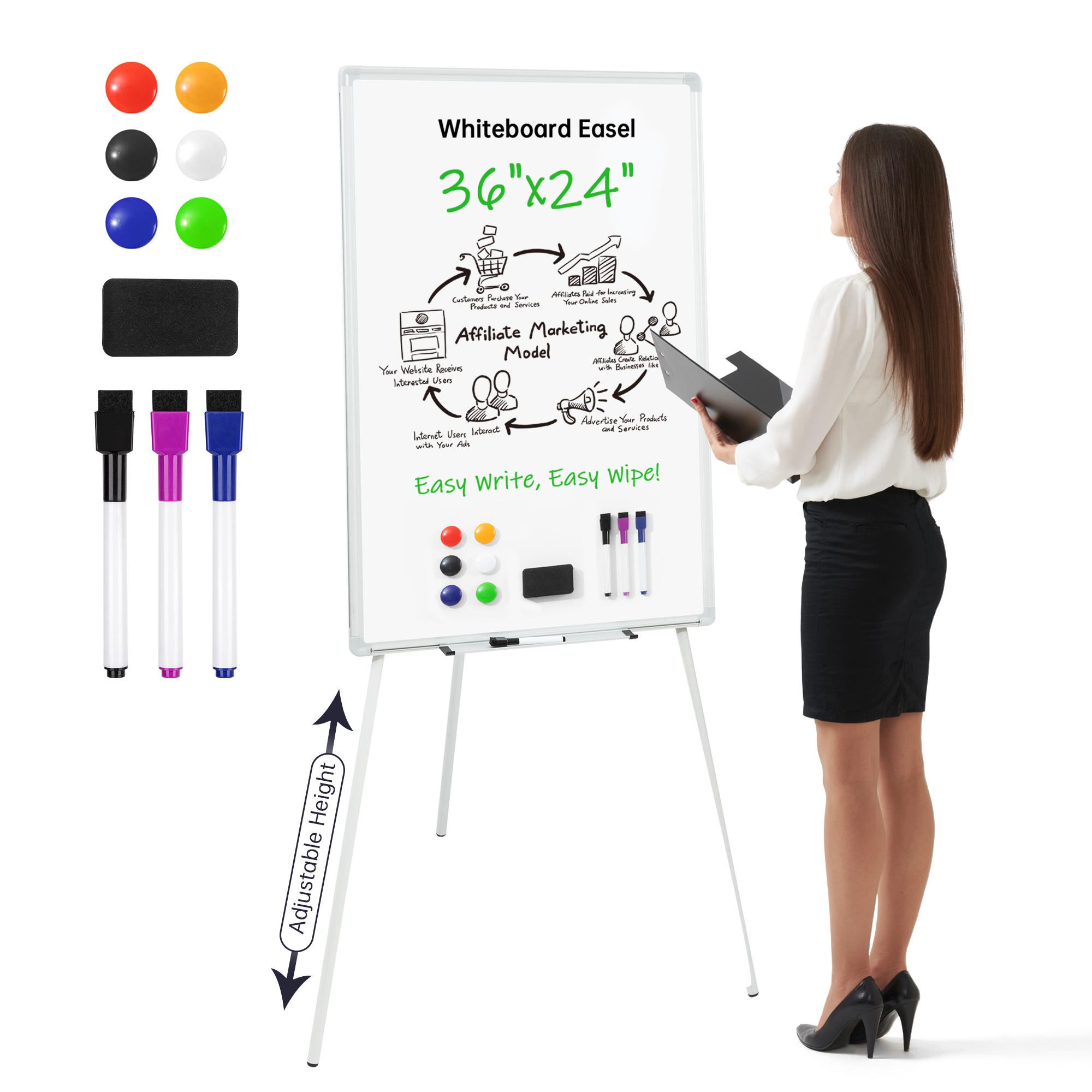 VUSIGN Magnetic Easel Whiteboard 36x24 - Tripod Stand photo 1