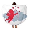 thumbnail image 1 of SIDONKU 60 inch Round Beach Towel Blanket Cupid of Love Arrow and Onion The Silhouette Ancient Travel Circle Circular Towels Mat Tapestry Beach Throw, 1 of 2