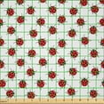thumbnail image 2 of Ambesonne Cartoon Fabric by the Yard Microfiber, Ladybugs Funny Art Pattern, 2 Yards, White and Red, 2 of 2