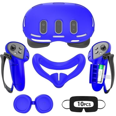 Baoyemes Silicone Cover Set for Oculus/Meta Quest 3, VR Accessories for Meta Quest 3, Protective Cover Set Includes Controller Grip Cover, Face Cover, VR Shell Cover (Dark Blue)