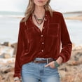 thumbnail image 5 of Noarlalf Velvet Tops for Women Velvet Shirt Women Women's Velvet Long Sleeve Loose Bottom Shirt Top Red S, 5 of 6