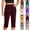 23# Wine, variant on Capris for Women's Plus Size Stretch Crop Office Work Pants Summer Casual Yoga Solid Capris with Pockets Purple L