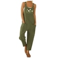 thumbnail image 2 of Conairie Womens Overalls Flower Print Stretchy Beach Vacation Trendy Jumpsuits Straight Leg Pants With Pockets Army Green L, 2 of 4