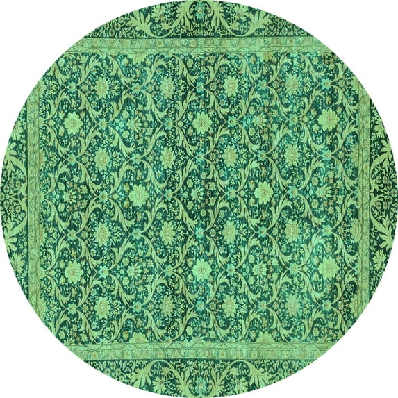 Ahgly Company Indoor Round Abstract Turquoise Blue Modern Area Rugs, 8' Round