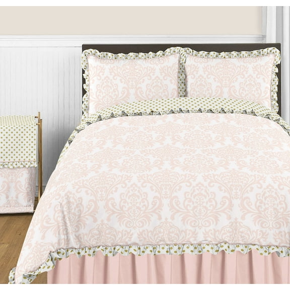 Sweet Jojo Designs Amelia Pink and White Full/Queen Bed Comforter 3 Piece Bedding Set