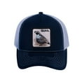 thumbnail image 2 of Unisex V2 Embroidered The Quail, 5-Panel Trucker Hat, Navy/Light Grey, Adjustable Fit, 2 of 3