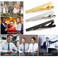thumbnail image 4 of 3Pcs Tie Clips for Men, Tie Bar, Necktie Tie Bar Clip Set for Regular Ties Necktie for Wedding Anniversary Business Best Gift Skiny Necktie Meeting, Black & Gold & Sliver, 4 of 7