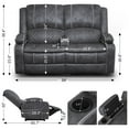 thumbnail image 5 of LOBERFVE Recliner, Manual Reclining Chair with Removable Armrest, Dutch Velvet Recliner Loveseat for Adults with 2 Tier Cushions, USB Ports, Cup Holders, Gray, 5 of 8