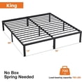 thumbnail image 3 of Wangbujianwang 14 Inch King size Bed Frame -  Metal Platform Bed Frames Mattress Foundation with Steel Slat Support, No Box Spring Needed, Storage Space Under Base, Easy Assembly, Black, 3 of 10