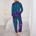 thumbnail image 5 of Junzan Purple And Green Glitter Print Womens Pajama Sets,Long Sleeve Button Down For Women Pjs 2 Piece, 5 of 9