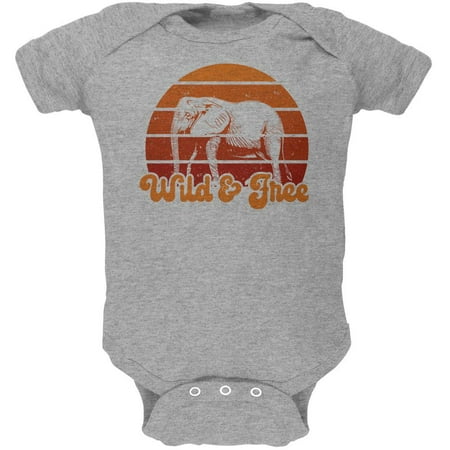 

Elephant Wild And Free Retro Sun Soft Baby One Piece Heather 18-24 M