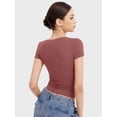thumbnail image 3 of Women's Scoop Neck Short Sleeve T Shirt Slim Fit Sexy Tops, 3 of 6