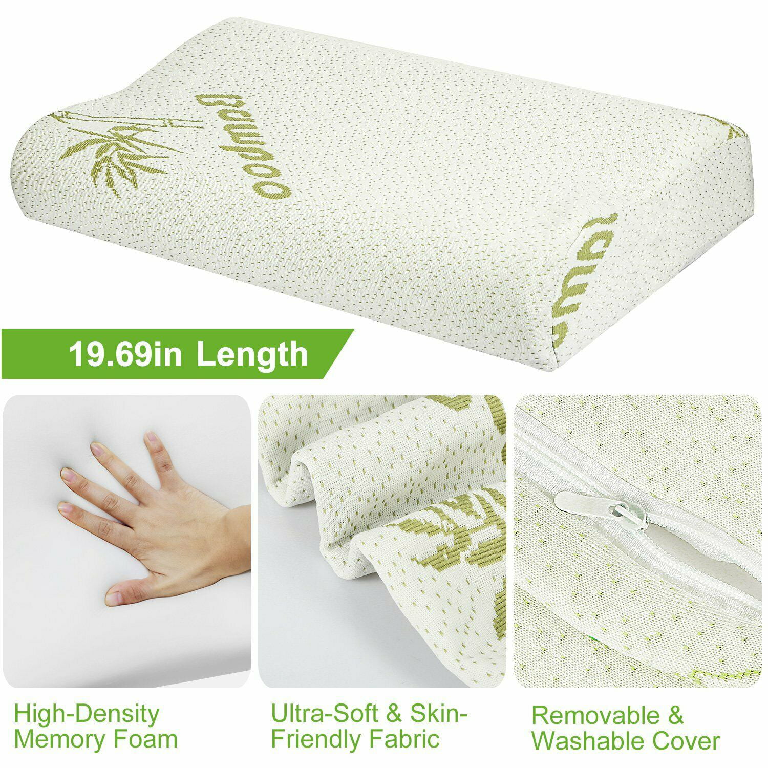 Bamboo Neck Support Contour Pillow Memory Foam Cervical Soft Pain Relief Pillow 