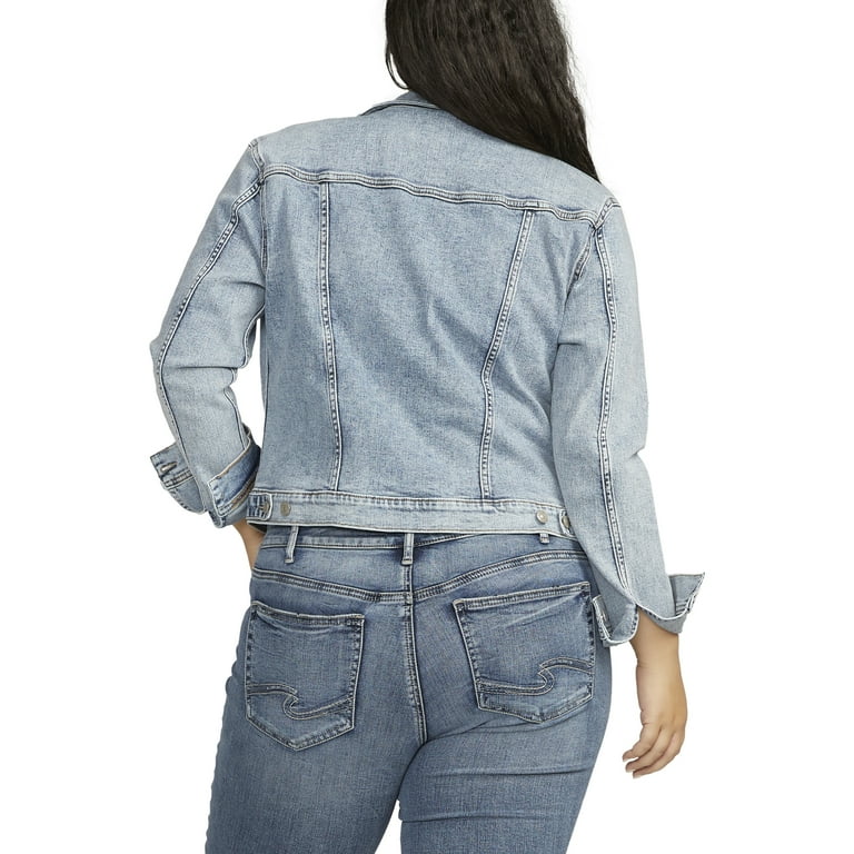 Silver Jeans Co. Plus Size Fitted Denim Jacket Waist Sizes 1X 3X
