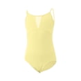 thumbnail image 4 of HAOTAGS Girls Ballet Leotard,Sleeveless Solid Color Elastic Waist Dance Practice Clothes Yellow 7-8, 4 of 6