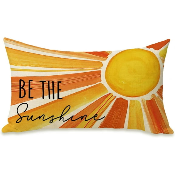 Be The Sunshine Lumbar Decorative Rectangle Pillow Cover 12 x 20, Summer Boho Watercolor Sun Sunset Porch Patio Outdoor Pillowcase, Spring Bohemian Seasonal Couch Cushion Case Home Decor