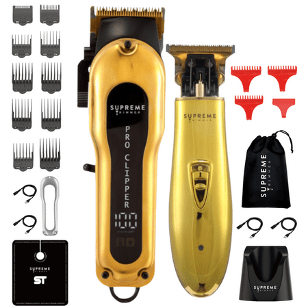 Supreme Trimmer 2-in-1 Pro Clipper & T-Shaper Combo | Professional ST5200 Beard Trimmer STC5030 Hair Clipper Barber Kit | Gold