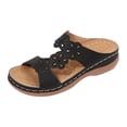 thumbnail image 5 of Rokment Orthopedic Wedges Slip on Sandals for Women with Arch Support Comfortable Summer Beach Flower Hollow out Leather Platform Arch Support Walking Dress Slides Black Size 9, 5 of 6