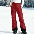 thumbnail image 3 of Tqyyweavej Womens Snow Pants Water-Resistant Windproof Cargo Pants Color Block Snowboard Ski Pants Women with Zip Pockets, 3 of 9