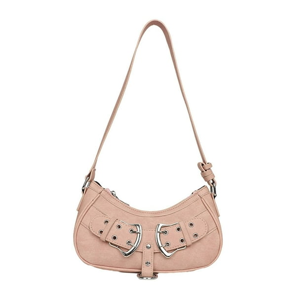 Bolso de hombro de PU para mujer, bolso de mano informal de moda para fiestas, compras y trabajo. rosa