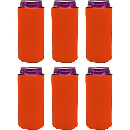 

Blank Soft Foam Collapsible Slim Can Coolie (Orange 6 Pack)