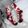 thumbnail image 5 of KLL Buffalo Plaid Love And Gnome Print Cool Socks Men's Women's Crew Socks Funny Crazy Novelty Stockings, 5 of 6