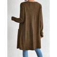 thumbnail image 5 of Cardigan Sweaters for Women Open Front Cardigan Casual Loose Fall Sweater with Pockets Brown M, 5 of 9