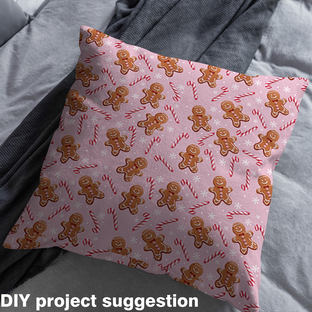 Castle Fairy Children Gingerbread Man Fabric by the Yard 2 Yards,Candy Canes Room Decor Fabric by the Yard,Merry Christmas Sewing Fabric,Breathable Home Decor