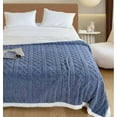 thumbnail image 3 of Skegnu Thickened Flannel Throw Blanket, Twin Size Lightweight Taffeta Fleece Blanket for Couch Sofa, 2-Sided Woven Design Fuzzy Soft Cozy Blanket for All Seasons, 60"×80", 3 of 4